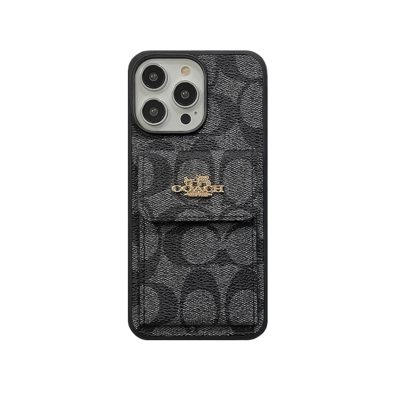 Étui classique pour iPhone avec porte-cartes, portefeuille marron clair -SZK240425