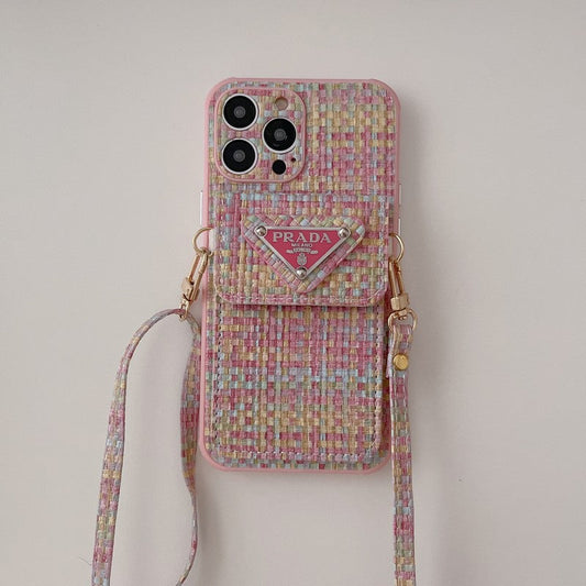 Bolsa de cartão luxuosa em tecido crossbody para iPhone