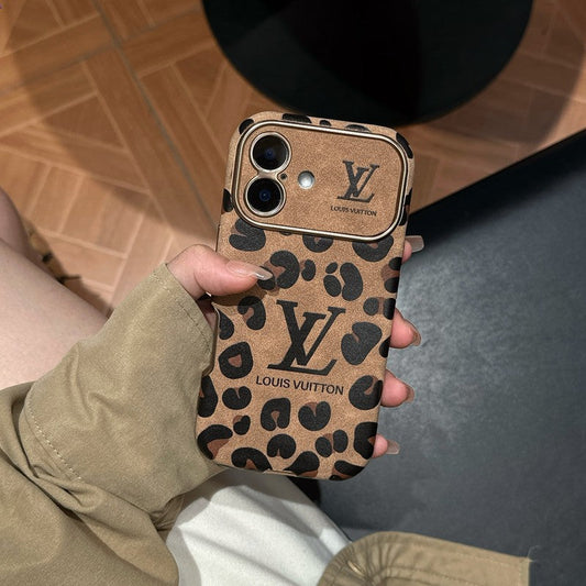 Πολυτελής καφέ & Δερμάτινη θήκη iPhone σε μωβ χρώμα