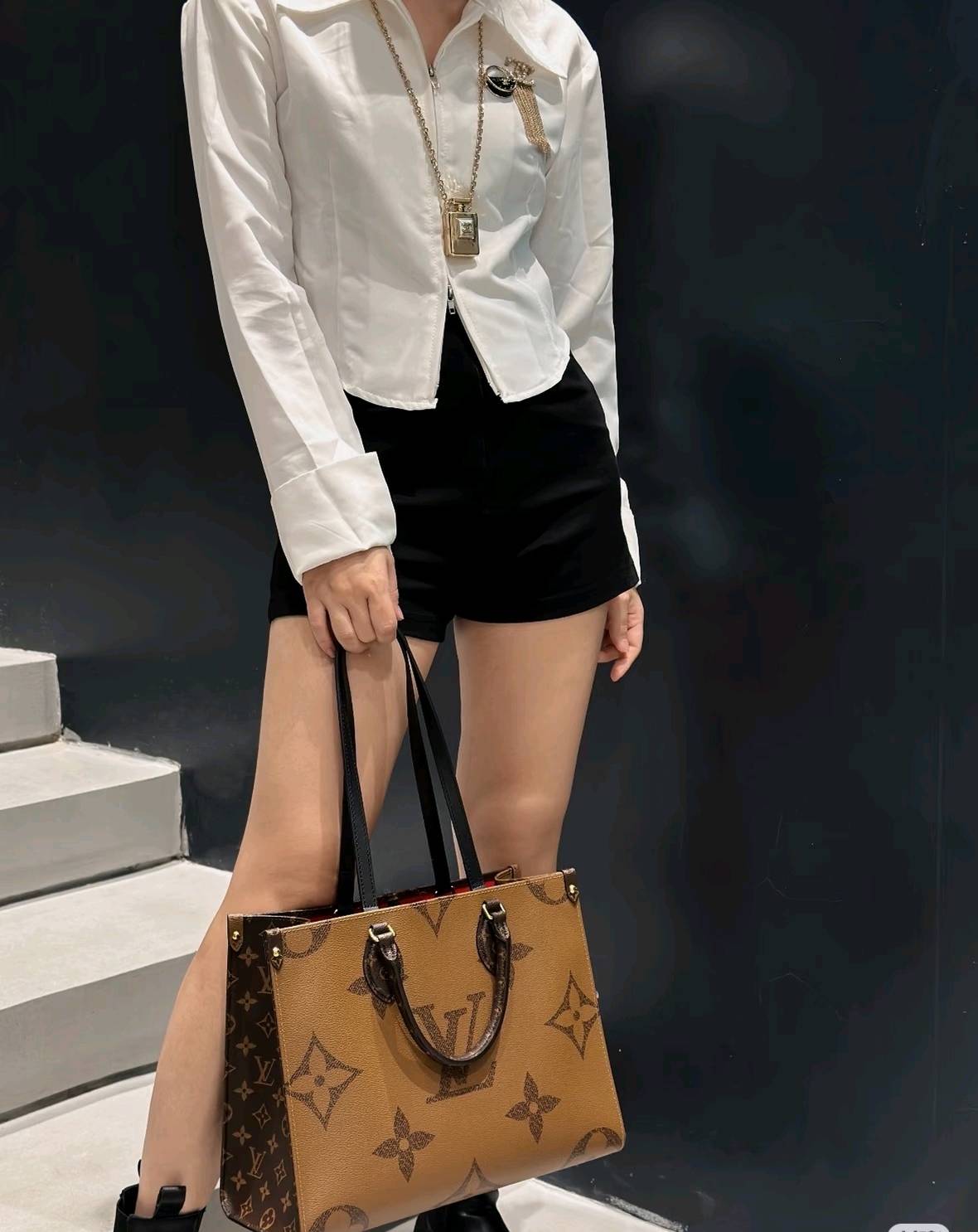 Luxe Monogram Leather Tote BagHandbag