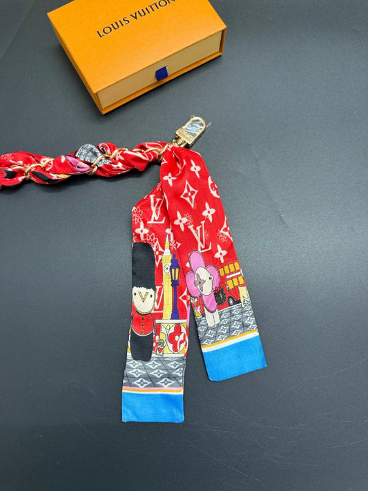 Colorful Silk Scarf Chain Bag Strap