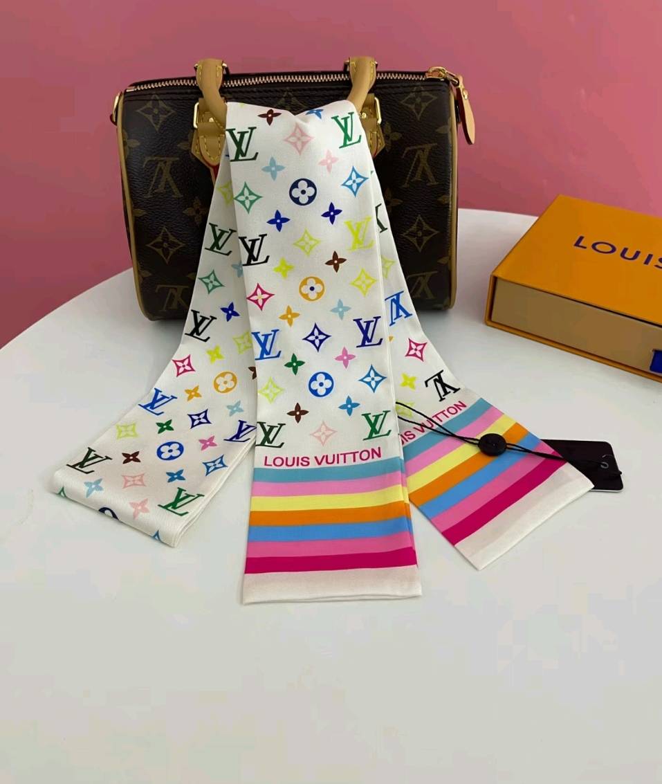 Colorful Silk Scarf Chain Bag Strap