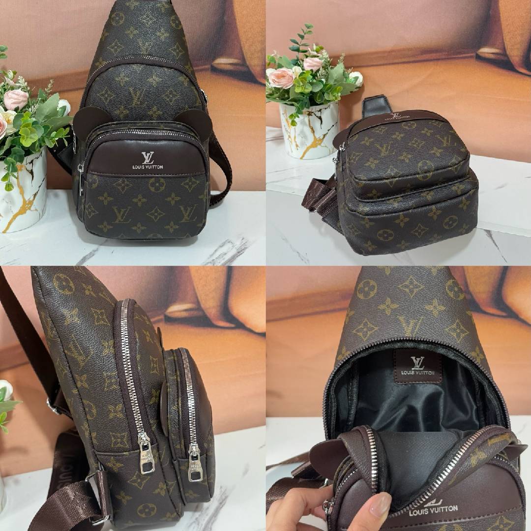 Cute Ear Detail Multi-Zipper Sling Chest Bag