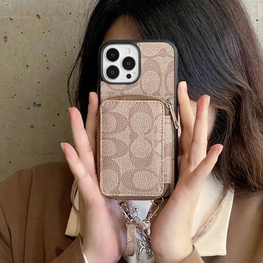 Capa clássica para iPhone com carteira Café-LQB241412
