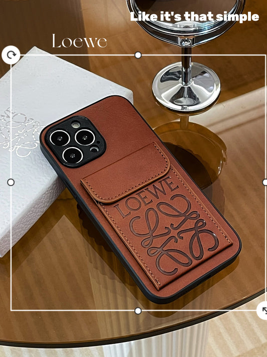 Роскошный чехол для iPhone с держателем для карт, коричневый-LZP241448