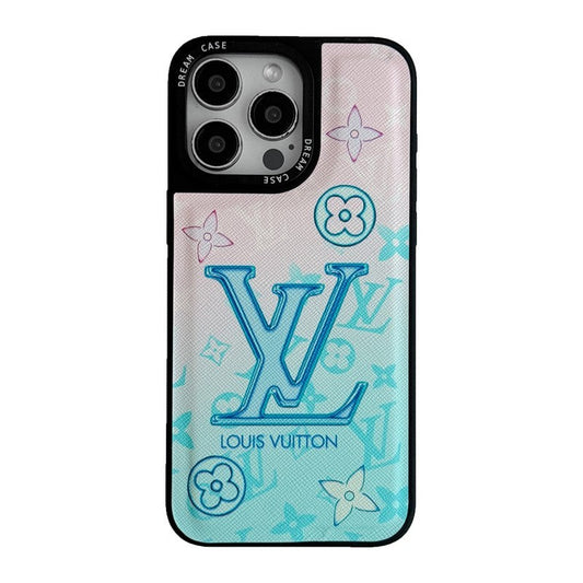 Capa luxuosa de couro azul para iPhone