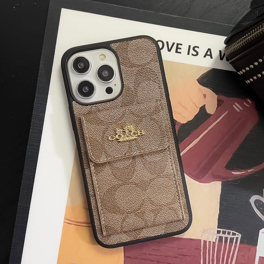 Классический чехол для iPhone с кошельком для карт, светло-коричневый -SZK240425