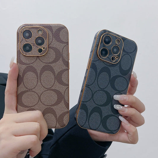 Klassisk iPhone-deksel Leather Light Brow -QBK240513