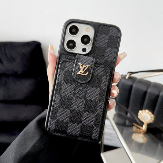 Lyxig svart & Vit kortväska iPhonefodral