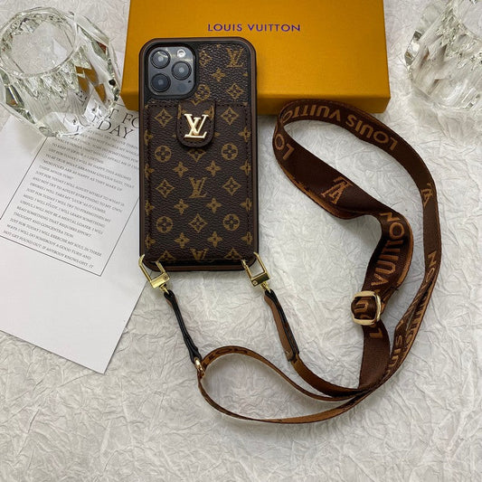 Custodia per iPhone con catena per borsa per carte di lusso