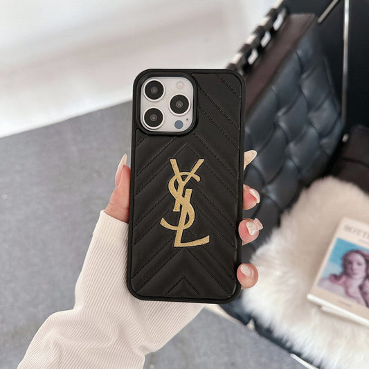 Capa para iPhone em couro Saint Black & branco