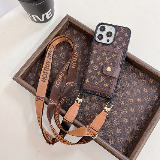 Capa para iPhone Crossboday com bolsa de cartão luxuosa