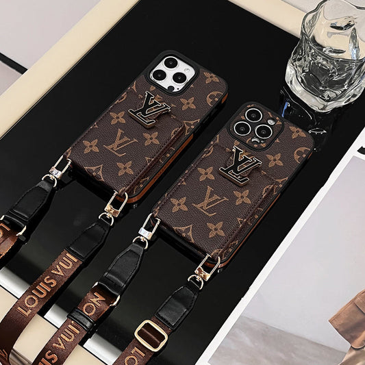 Custodia per iPhone con catena per borsa per carte di lusso