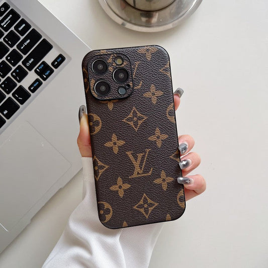 Étui pour iPhone en cuir de couleur classique de luxe