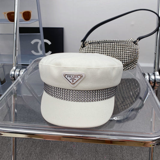 Fashion Triangle Logo Cotton Beret | Γαλλικό καπέλο σχεδιαστή πολυτελείας