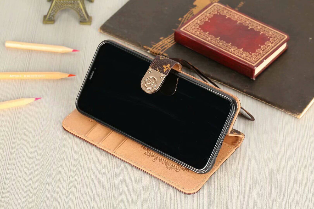 IPhone用ラグジュアリーモノグラムウォレットケース - ブラックチェッカーボード
