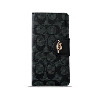 Klassische iPhone-Hülle, Leder-Klapphülle mit Kartenhalter, Schwarz
