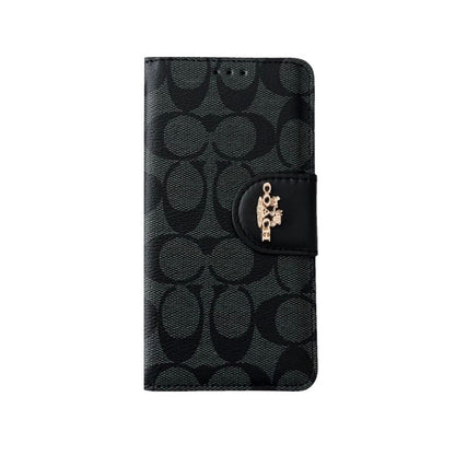 Klassische iPhone-Hülle, Leder-Klapphülle mit Kartenhalter, Schwarz