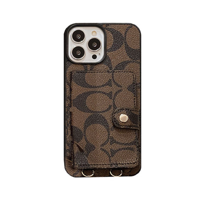 Klasyczne etui na iPhone'a z portfelem i paskiem, białe -SZK240402