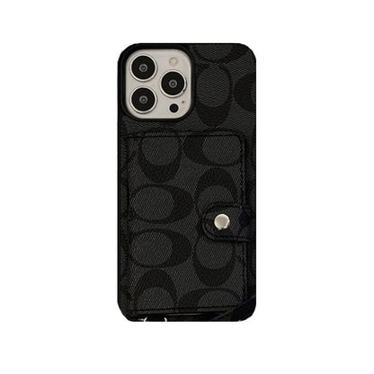 Klasyczne etui na iPhone'a z portfelem i paskiem, białe -SZK240402