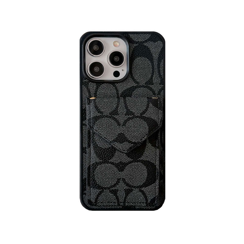 Klassische iPhone-Hülle mit Kartenhalter und Riemen Hellbraun -SJ240513