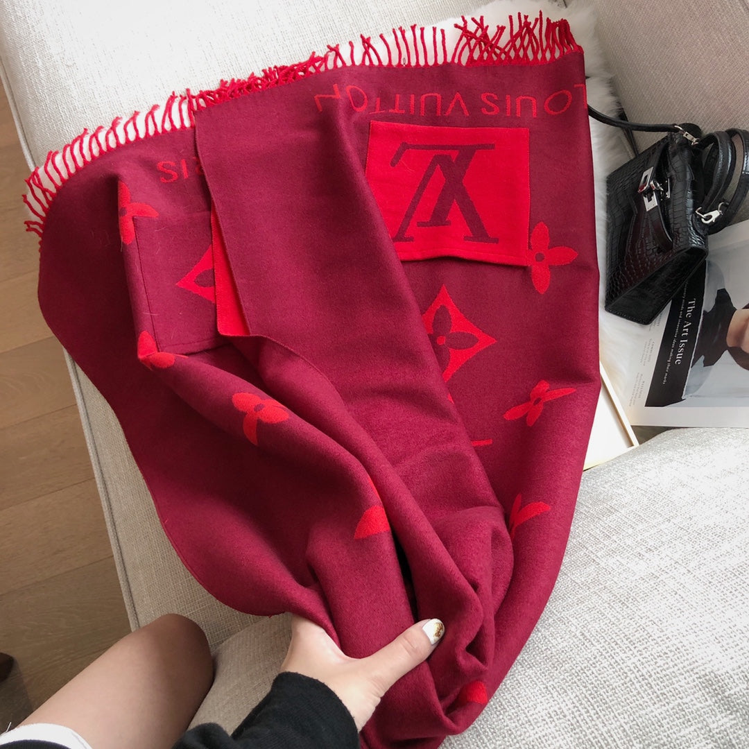 New L House Pocket Scarf, Double-sided Jacquard with Long Tassels2