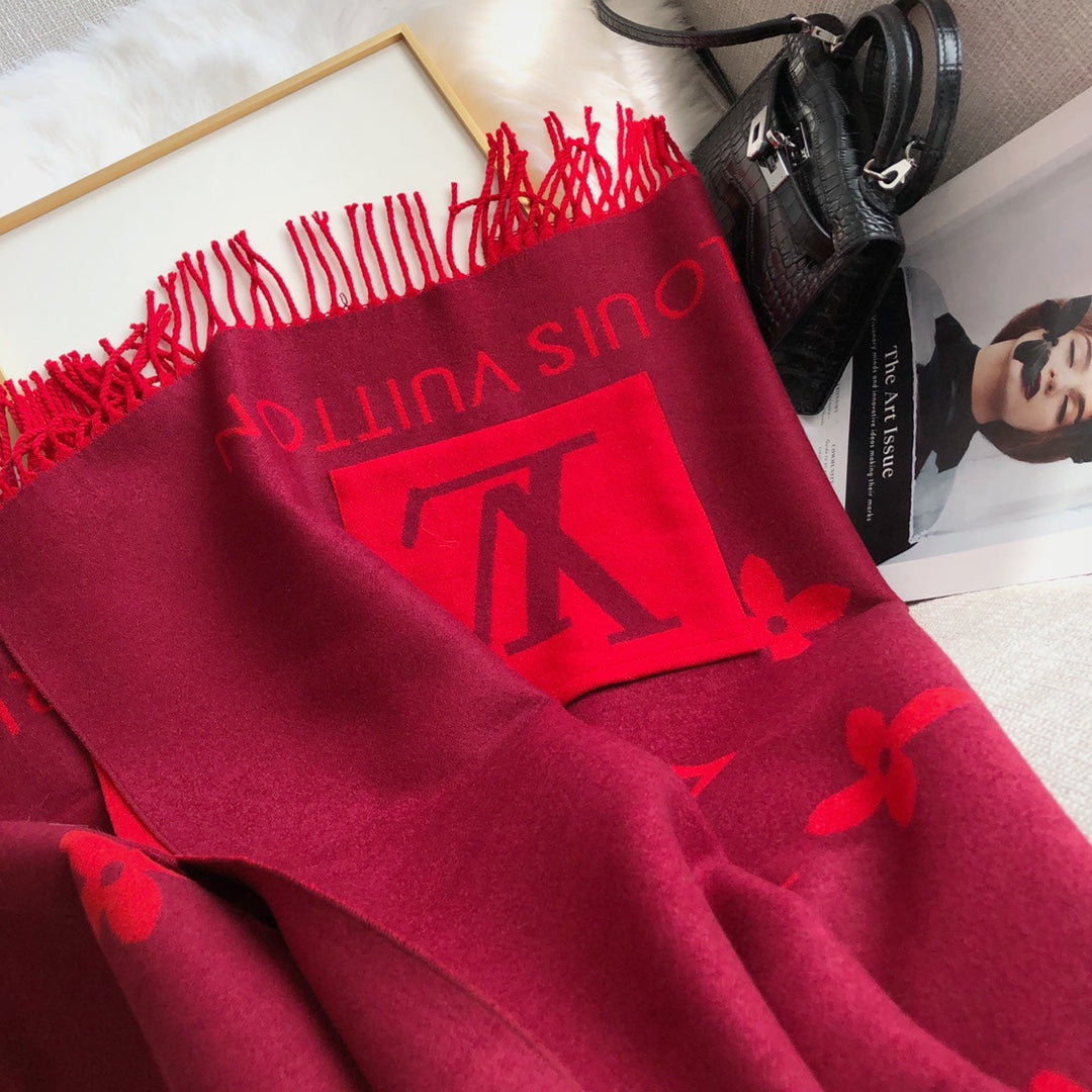 New L House Pocket Scarf, Double-sided Jacquard with Long Tassels2