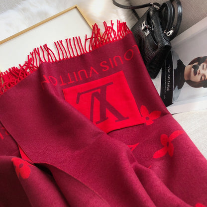 New L House Pocket Scarf, Double-sided Jacquard with Long Tassels2