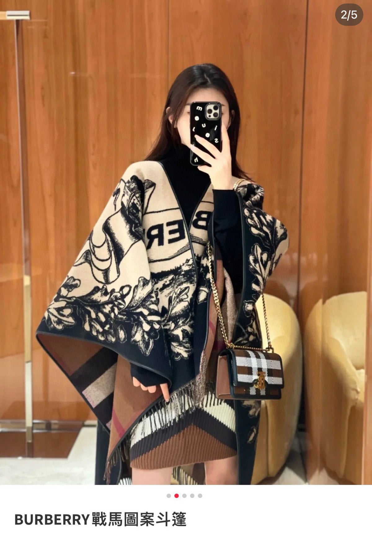 Burberry Newest Knight Horse Double-sided Jacquard Cape Shawl