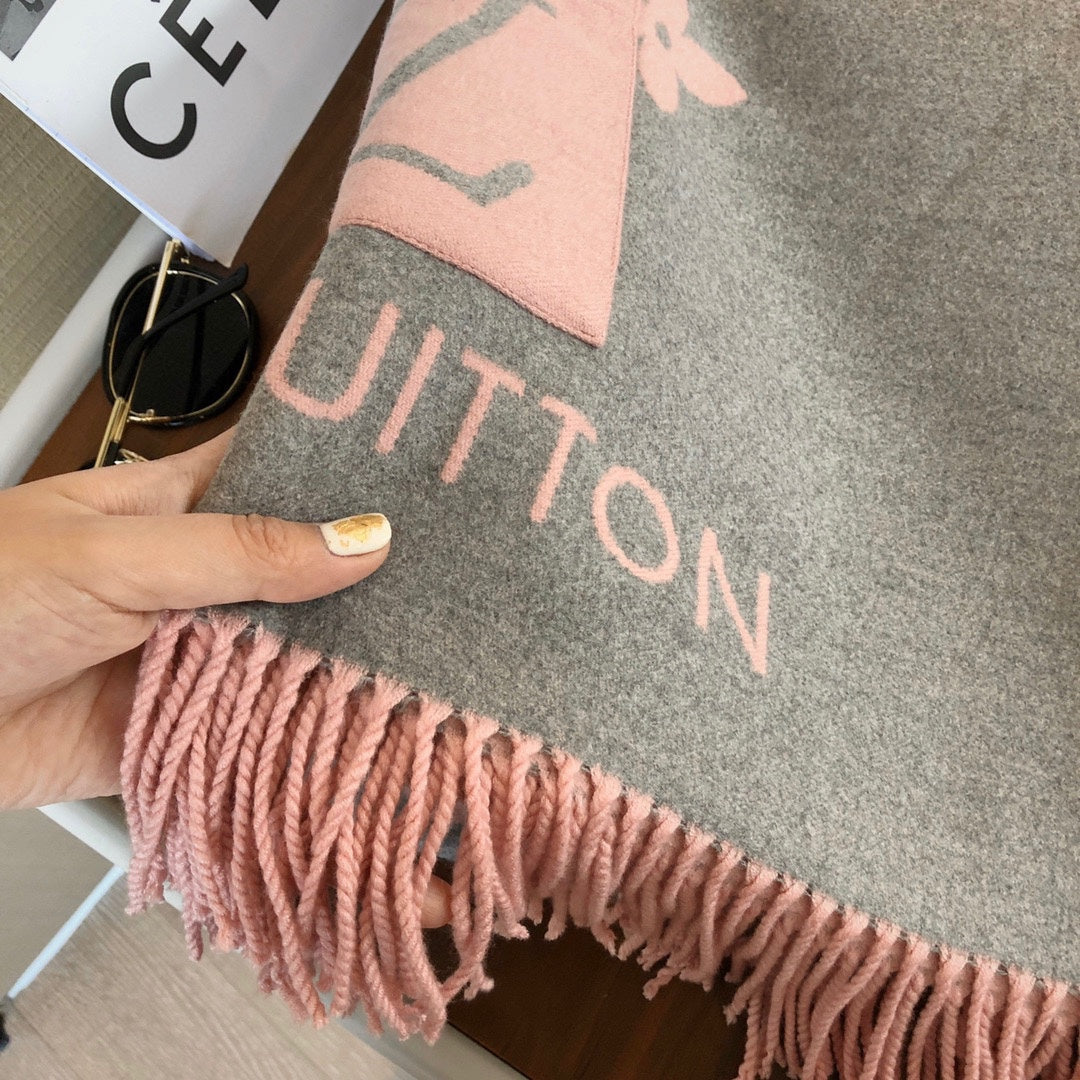 New Brand Pocket Scarf, Double-sided Jacquard Scarf with Long Fringes