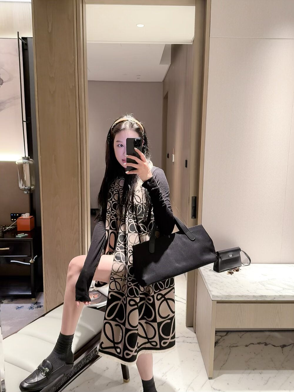 LOEWE 2026 New Checkerboard Anagram Cashmere