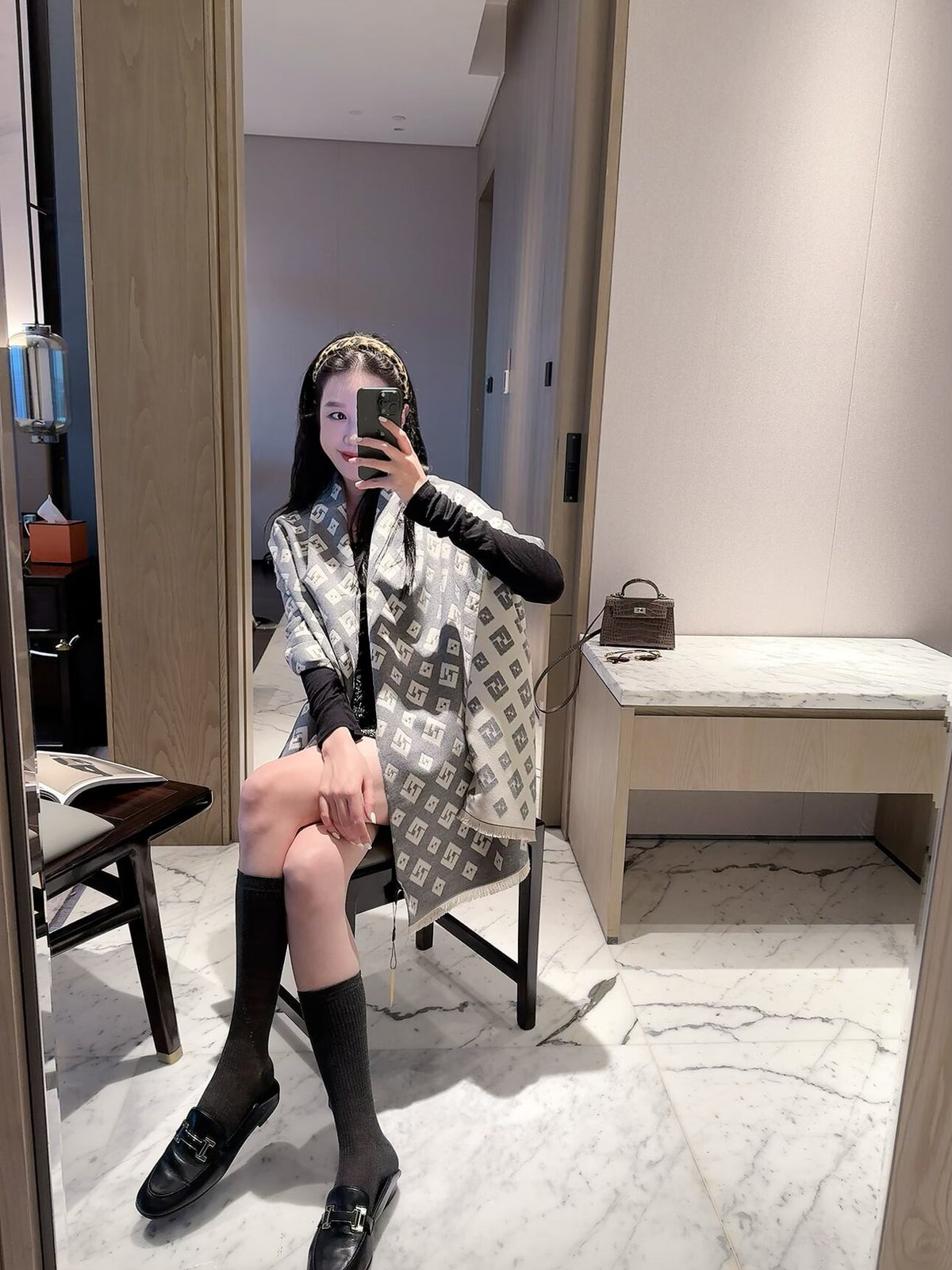 Fendi 2026 New Double F All-over Print Cashmere Scarf