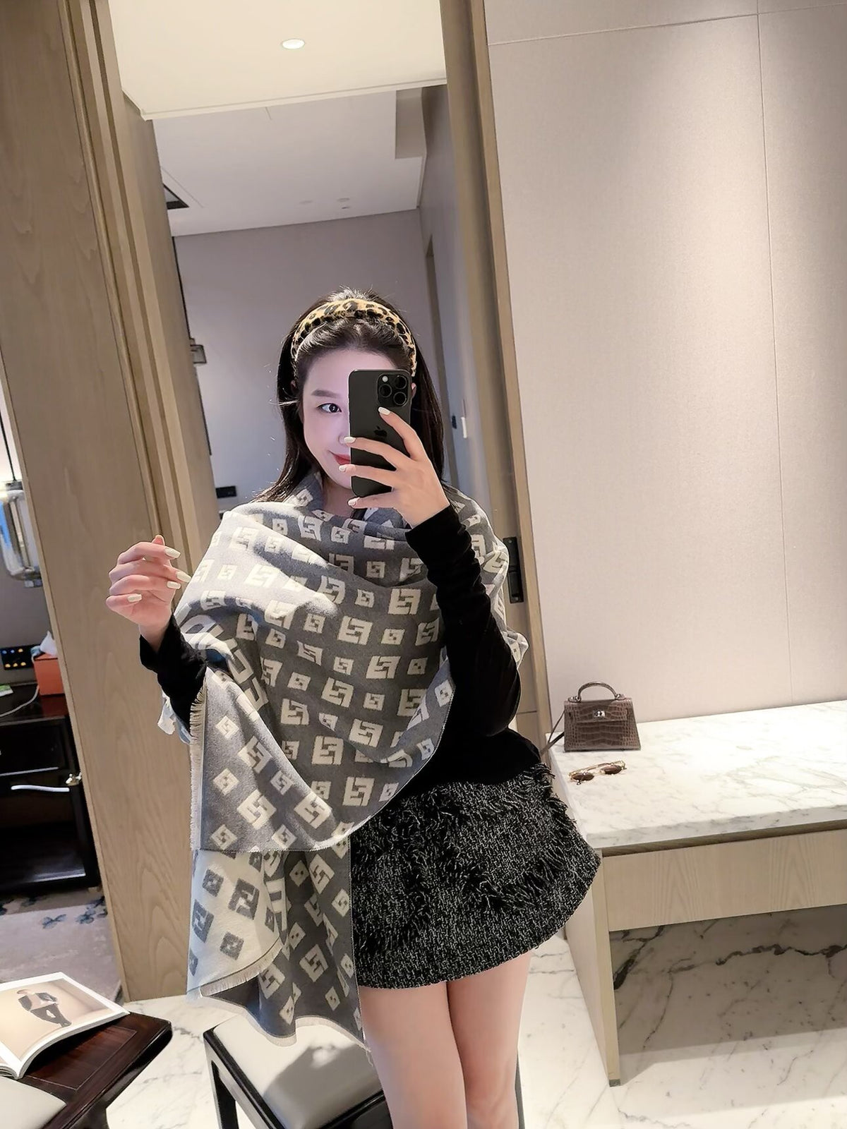 Fendi 2026 New Double F All-over Print Cashmere Scarf