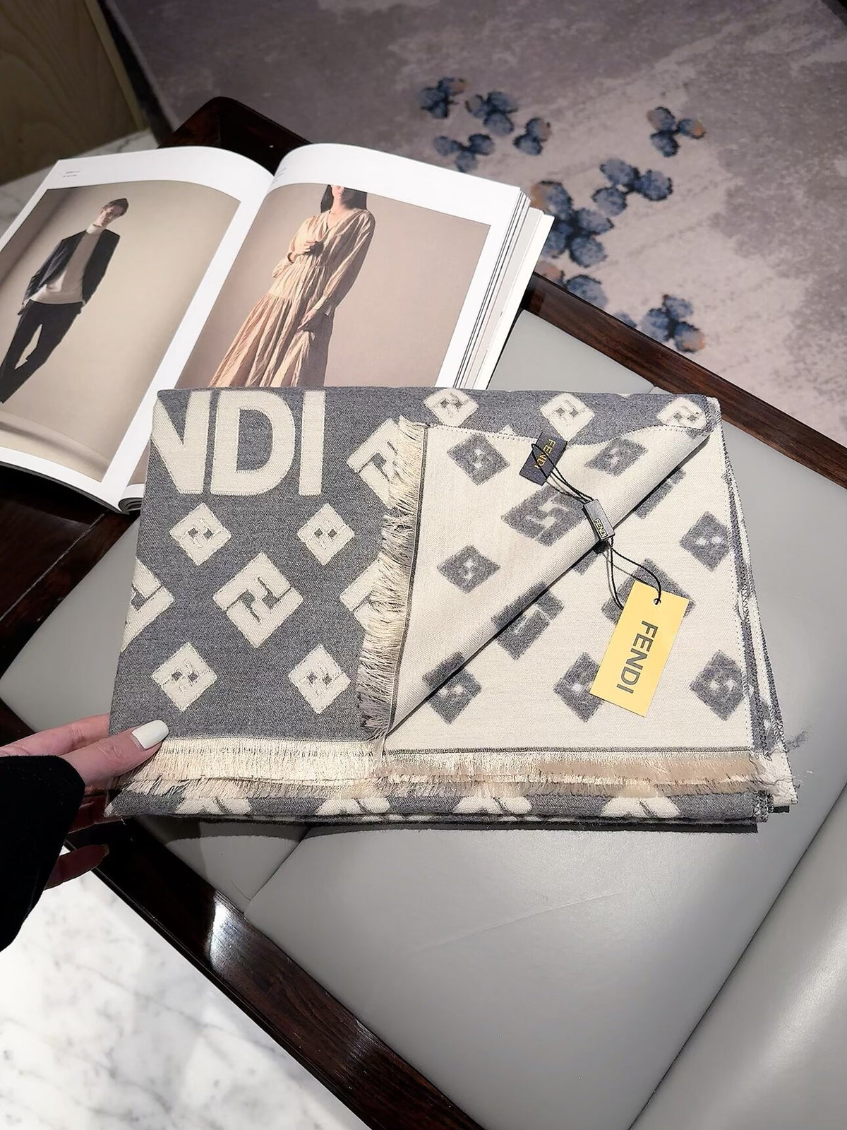 Fendi 2026 New Double F All-over Print Cashmere Scarf