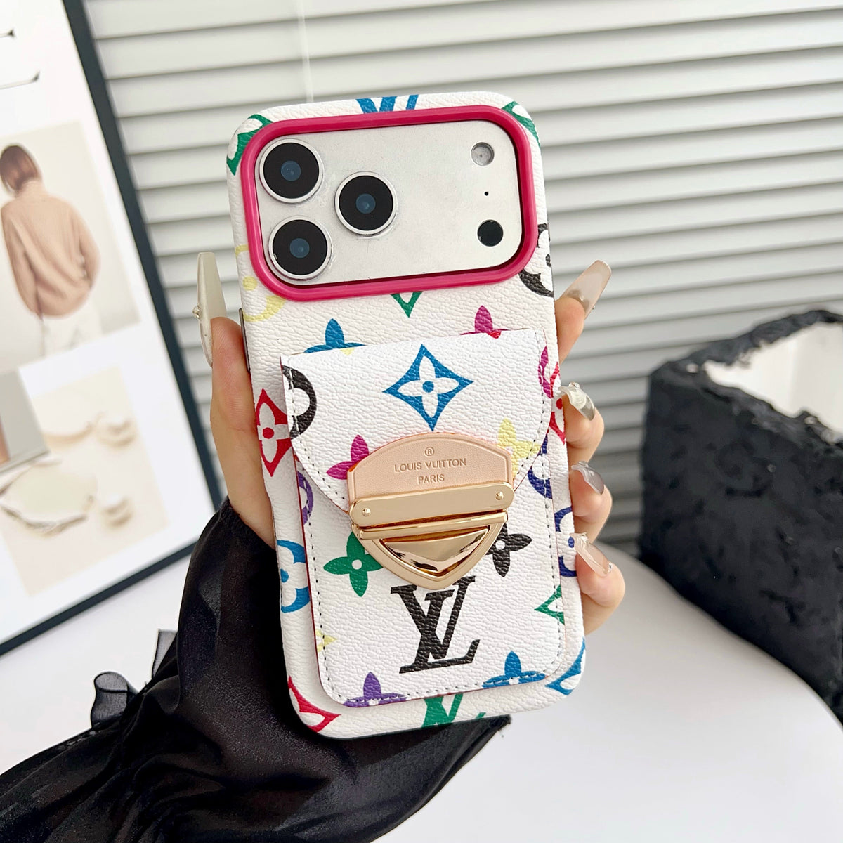 Luxe crossbody iPhone-hoesje met kaartvak en afneembare riem