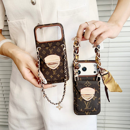 Luxe crossbody iPhone-hoesje met kaartvak en afneembare riem