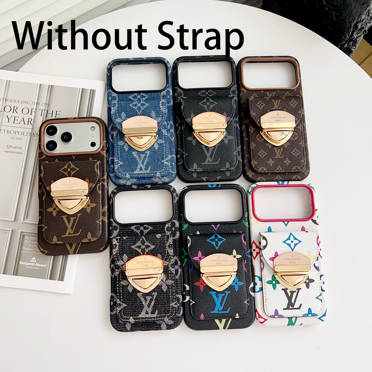 Luxe crossbody iPhone-hoesje met kaartvak en afneembare riem
