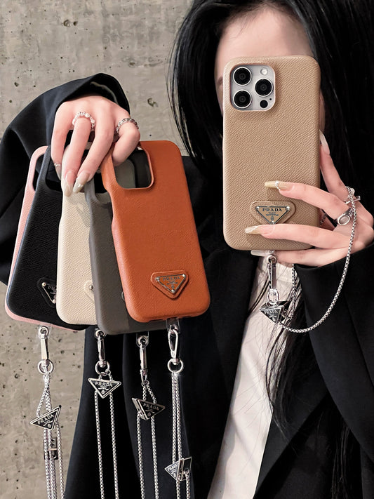 Étui pour iPhone à bandoulière en cuir de luxe
