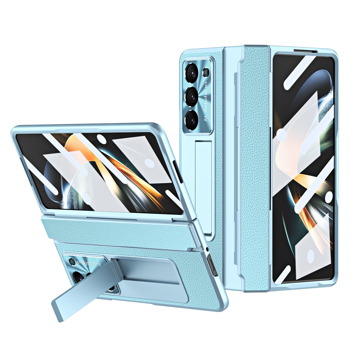 Luxury Leather Magnetic Bracket Shell Electroplated Phone Case For Galaxy Z Fold 8/7/6/5/4/3 With Back Screen Glass