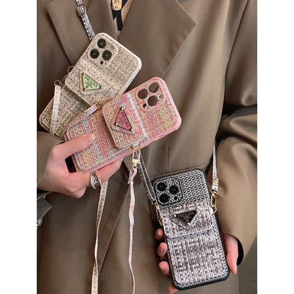 Luxe geweven kaarttas Crossbody iPhone-hoesje