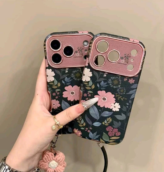 Stylish Dark Pink Floral Full-Cover Phone Case