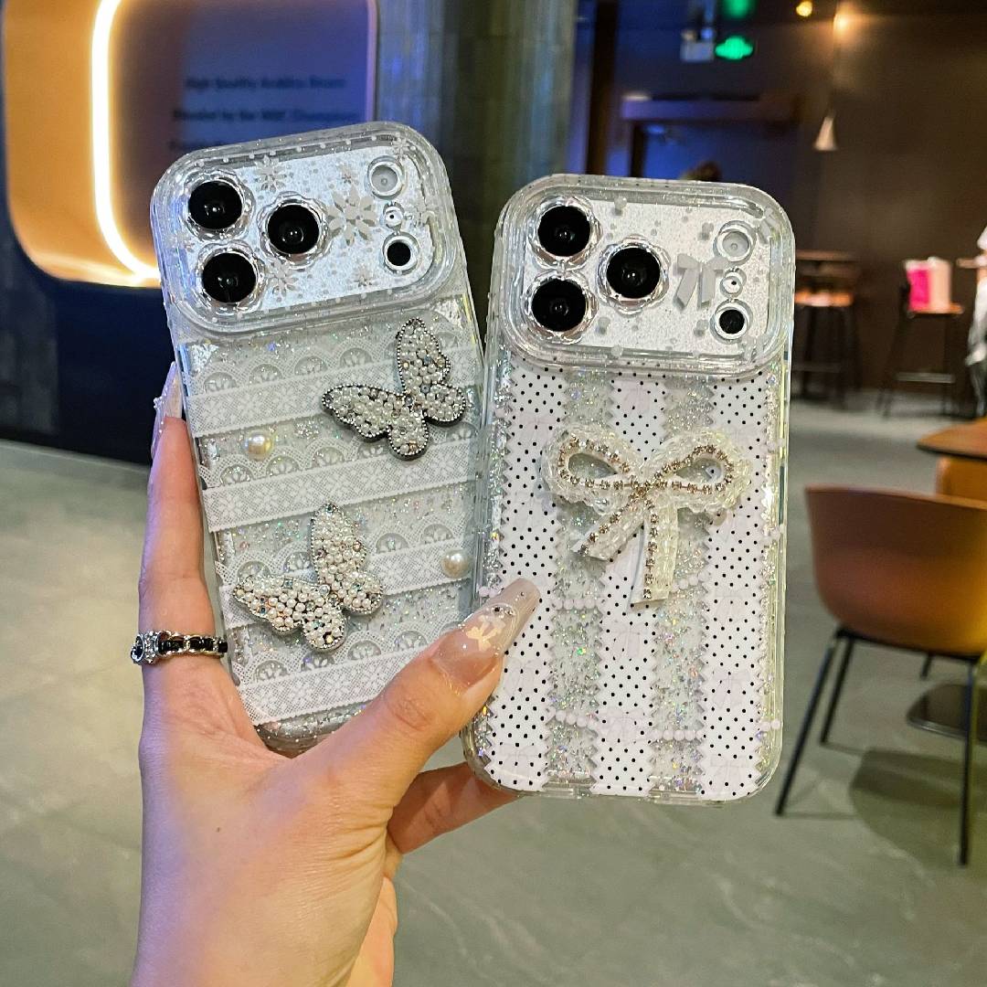 キラキラのラインストーン蝶レース電話ケース、完全な保護