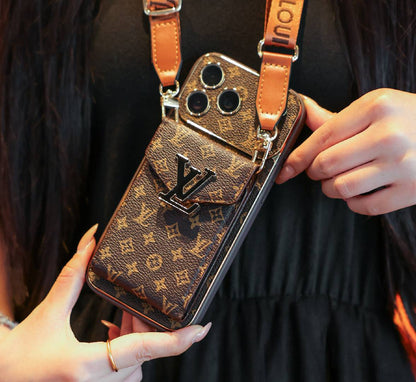 Premium Leather Crossbody Card Pocket Phone Case