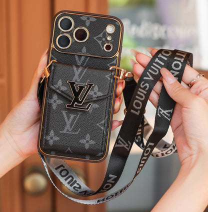 Premium Leather Crossbody Card Pocket Phone Case