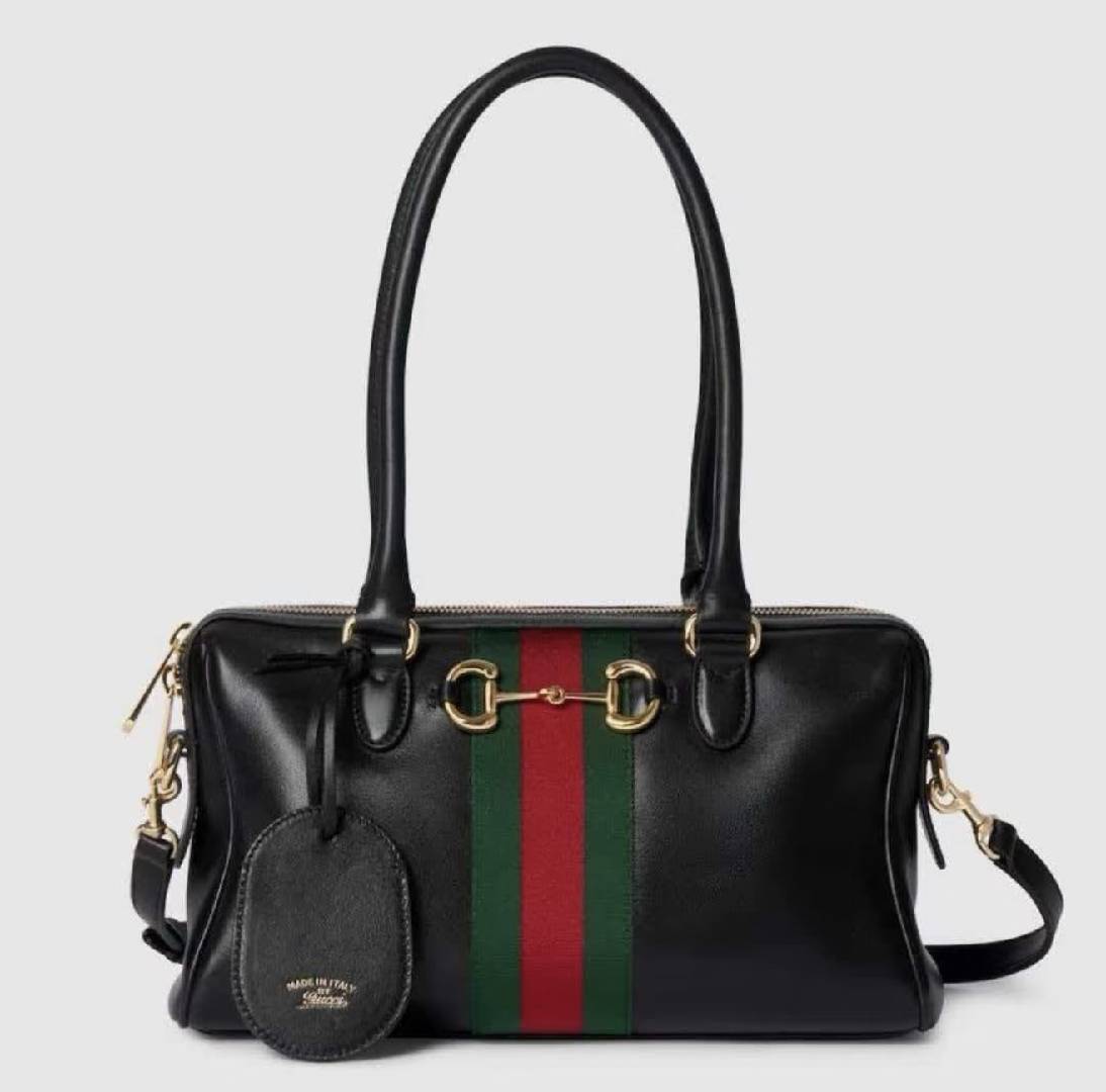 Δερμάτινη τσάντα Jacquard Mini Boston με μεταλλικό στολίδι
