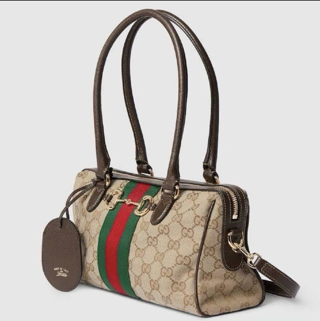 Δερμάτινη τσάντα Jacquard Mini Boston με μεταλλικό στολίδι