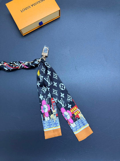 Colorful Silk Scarf Chain Bag Strap
