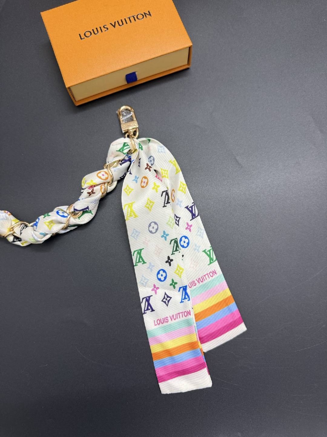 Colorful Silk Scarf Chain Bag Strap