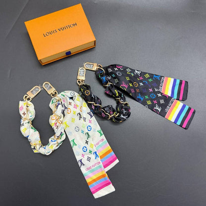 Colorful Silk Scarf Chain Bag Strap