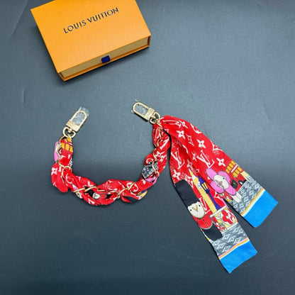 Colorful Silk Scarf Chain Bag Strap
